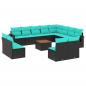 Preview: 13-teiliges Gartensofa-Set mit Kissen, schwarzes Polyrattan