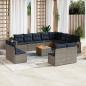 Preview: ARDEBO.de - 13-teiliges Gartensofa-Set mit Kissen, grau, Polyrattan