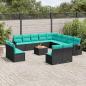 Preview: ARDEBO.de - 14-teiliges Gartensofa-Set mit Kissen, schwarzes Polyrattan