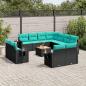 Preview: ARDEBO.de - 12-teiliges Gartensofa-Set mit Kissen, schwarzes Polyrattan