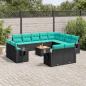 Preview: ARDEBO.de - 13-teiliges Gartensofa-Set mit Kissen, schwarzes Polyrattan