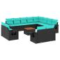 Preview: 13-teiliges Gartensofa-Set mit Kissen, schwarzes Polyrattan