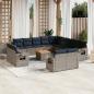 Preview: ARDEBO.de - 14-teiliges Gartensofa-Set mit Kissen, grau, Polyrattan