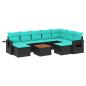 Preview: 10-teiliges Gartensofa-Set mit Kissen, schwarzes Polyrattan