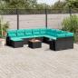 Preview: ARDEBO.de - 12-teiliges Gartensofa-Set mit Kissen, schwarzes Polyrattan
