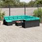 Preview: ARDEBO.de - 13-teiliges Gartensofa-Set mit Kissen, schwarzes Polyrattan
