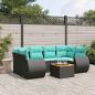 Preview: ARDEBO.de - 7-teiliges Gartensofa-Set mit Kissen, schwarzes Polyrattan