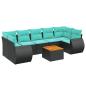 Preview: 8-teiliges Gartensofa-Set mit Kissen, schwarzes Polyrattan
