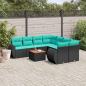 Preview: ARDEBO.de - 9-teiliges Gartensofa-Set mit Kissen, schwarzes Polyrattan