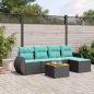 Preview: ARDEBO.de - 6-teiliges Gartensofa-Set mit Kissen, schwarzes Polyrattan