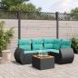 Preview: ARDEBO.de - 5-teiliges Gartensofa-Set mit Kissen, schwarzes Polyrattan