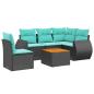 Preview: 6-teiliges Gartensofa-Set mit Kissen, schwarzes Polyrattan
