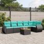 Preview: ARDEBO.de - 7-teiliges Gartensofa-Set mit Kissen, schwarzes Polyrattan