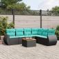 Preview: ARDEBO.de - 7-teiliges Gartensofa-Set mit Kissen, schwarzes Polyrattan