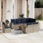 Preview: ARDEBO.de - 9-teiliges Gartensofa-Set mit Kissen, grau, Polyrattan