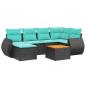 Preview: 7-teiliges Gartensofa-Set mit Kissen, schwarzes Polyrattan