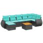 Preview: 8-teiliges Gartensofa-Set mit Kissen, schwarzes Polyrattan
