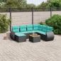 Preview: ARDEBO.de - 8-teiliges Gartensofa-Set mit Kissen, schwarzes Polyrattan