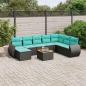 Preview: ARDEBO.de - 9-teiliges Gartensofa-Set mit Kissen, schwarzes Polyrattan