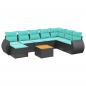 Preview: 9-teiliges Gartensofa-Set mit Kissen, schwarzes Polyrattan