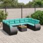 Preview: ARDEBO.de - 10-teiliges Gartensofa-Set mit Kissen, schwarzes Polyrattan