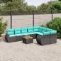 Preview: ARDEBO.de - 10-teiliges Gartensofa-Set mit Kissen, schwarzes Polyrattan