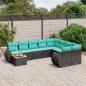 Preview: ARDEBO.de - 10-teiliges Gartensofa-Set mit Kissen, schwarzes Polyrattan
