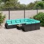 Preview: ARDEBO.de - 11-teiliges Gartensofa-Set mit Kissen, schwarzes Polyrattan