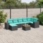 Preview: ARDEBO.de - 8-teiliges Gartensofa-Set mit Kissen, schwarzes Polyrattan
