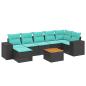Preview: 8-teiliges Gartensofa-Set mit Kissen, schwarzes Polyrattan