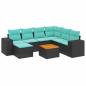 Preview: 8-teiliges Gartensofa-Set mit Kissen, schwarzes Polyrattan
