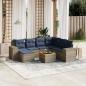 Preview: ARDEBO.de - 8-teiliges Gartensofa-Set mit Kissen, grau, Polyrattan