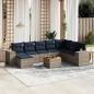 Preview: ARDEBO.de - 9-teiliges Gartensofa-Set mit Kissen, grau, Polyrattan