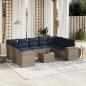 Preview: ARDEBO.de - 10-teiliges Gartensofa-Set mit Kissen, grau, Polyrattan