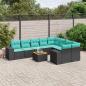 Preview: ARDEBO.de - 10-teiliges Gartensofa-Set mit Kissen, schwarzes Polyrattan