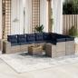 Preview: ARDEBO.de - 10-teiliges Gartensofa-Set mit Kissen, grau, Polyrattan
