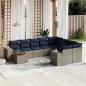 Preview: ARDEBO.de - 10-teiliges Gartensofa-Set mit Kissen, grau, Polyrattan