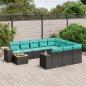 Preview: ARDEBO.de - 11-teiliges Gartensofa-Set mit Kissen, schwarzes Polyrattan