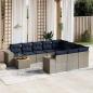 Preview: ARDEBO.de - 11-teiliges Gartensofa-Set mit Kissen, grau, Polyrattan
