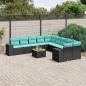 Preview: ARDEBO.de - 11-teiliges Gartensofa-Set mit Kissen, schwarzes Polyrattan