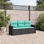 Preview: ARDEBO.de - 3-teiliges Gartensofa-Set mit Kissen, schwarzes Polyrattan