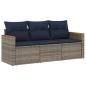 Preview: 3-teiliges Gartensofa-Set mit Kissen, grau, Polyrattan