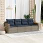 Preview: ARDEBO.de - 4-teiliges Gartensofa-Set mit Kissen, grau, Polyrattan