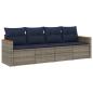 Preview: 4-teiliges Gartensofa-Set mit Kissen, grau, Polyrattan