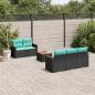 Preview: ARDEBO.de - 6-teiliges Gartensofa-Set mit Kissen, schwarzes Polyrattan