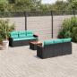 Preview: ARDEBO.de - 7-teiliges Gartensofa-Set mit Kissen, schwarzes Polyrattan