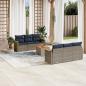 Preview: ARDEBO.de - 7-teiliges Gartensofa-Set mit Kissen, grau, Polyrattan
