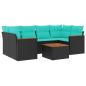 Preview: 7-teiliges Gartensofa-Set mit Kissen, schwarzes Polyrattan
