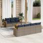 Preview: ARDEBO.de - 8-teiliges Gartensofa-Set mit Kissen, grau, Polyrattan