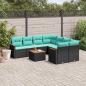 Preview: ARDEBO.de - 9-teiliges Gartensofa-Set mit Kissen, schwarzes Polyrattan